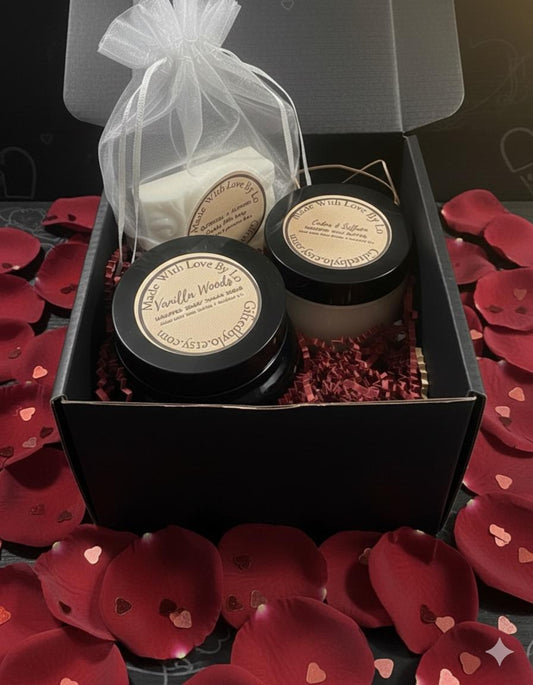 VALENTINES GIFT SET Trio with Body Butter, Whipped soap, & Goats Milk Artisan Soap