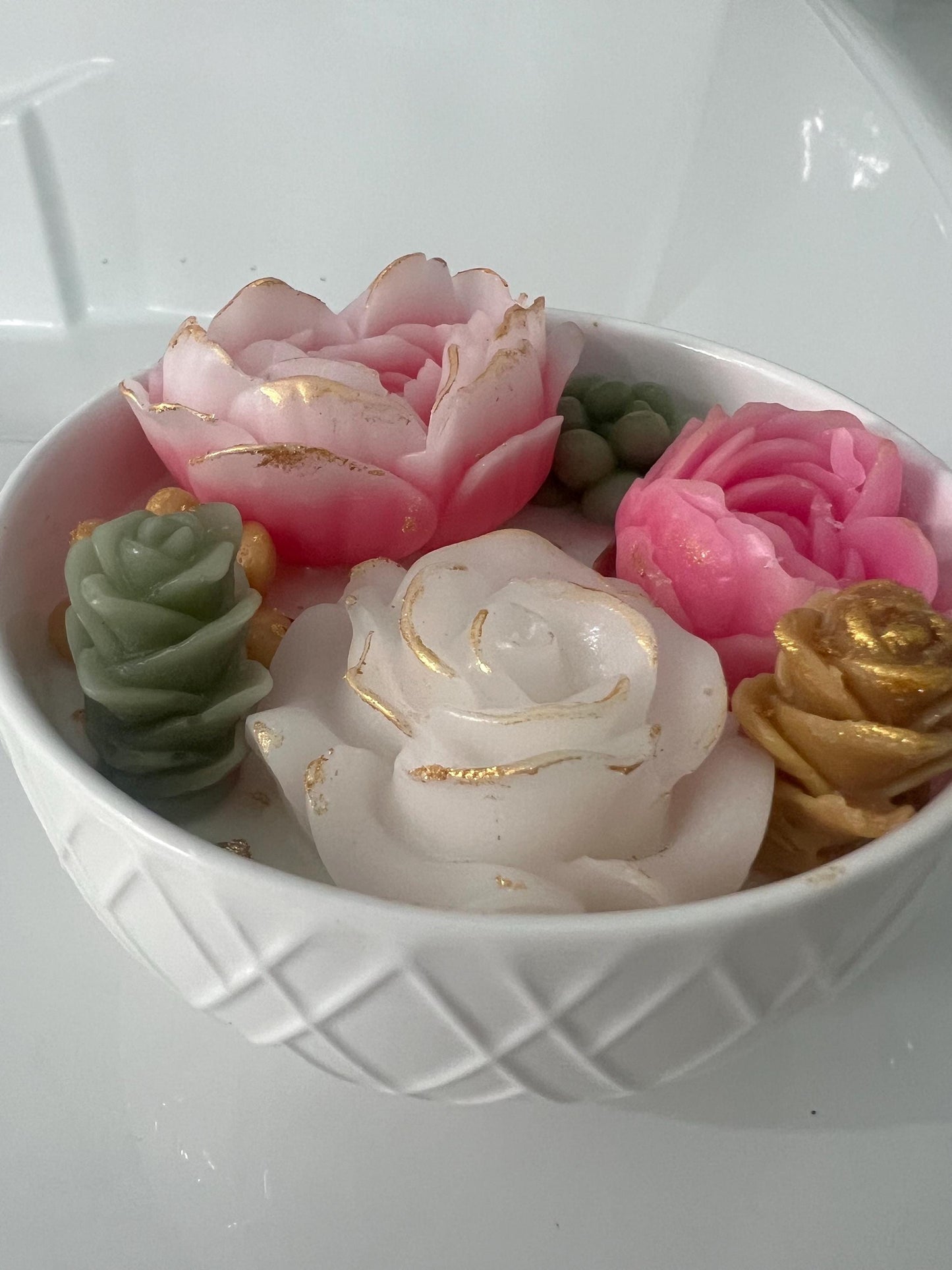 VALENTINES DAY CANDLE Rose Gold Flower Candle (medium) 4.6 inch