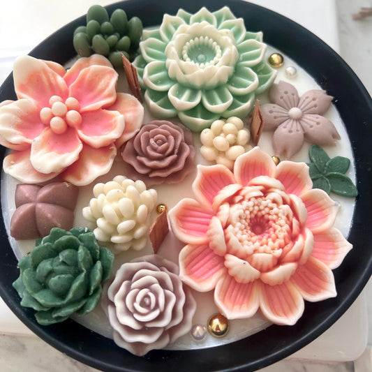 Artisan Rose Gold Flower Garden Candle