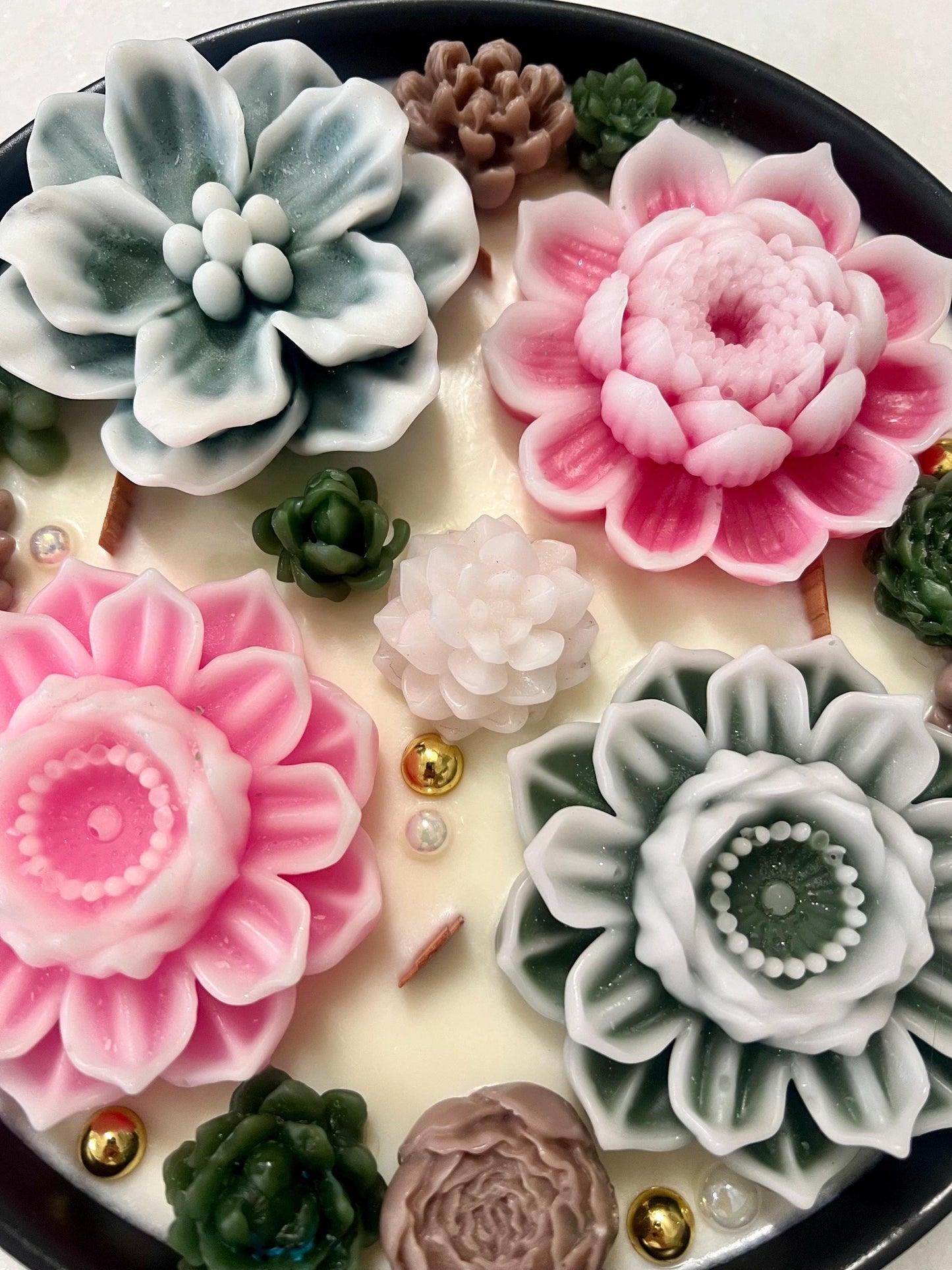 Artisan Rose Gold Flower Garden Candle