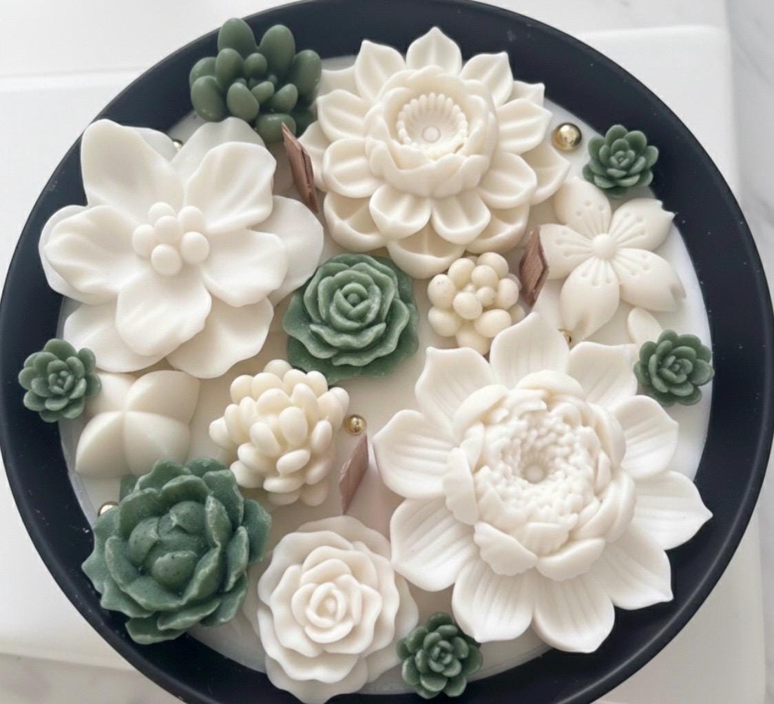 Artisan Wedding Candle Flower Succulent Candle
