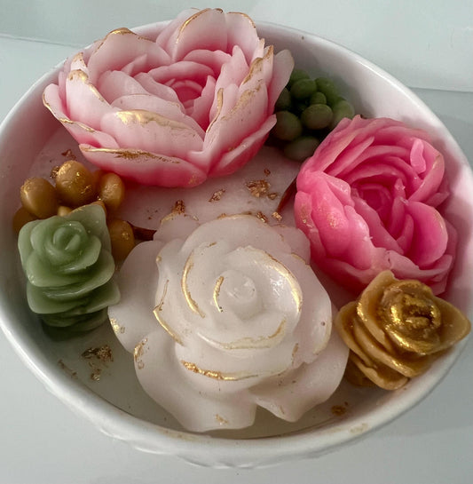 VALENTINES DAY CANDLE Rose Gold Flower Candle (medium) 4.6 inch